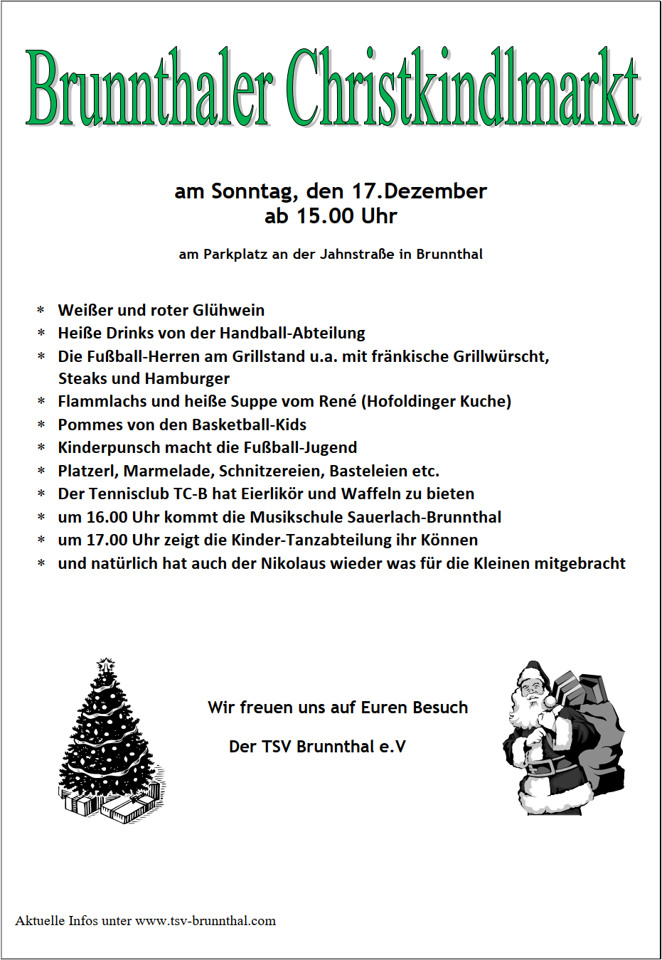 Plakat Christkindlmarkt des TSV Brunnthal am 17.12.2023
