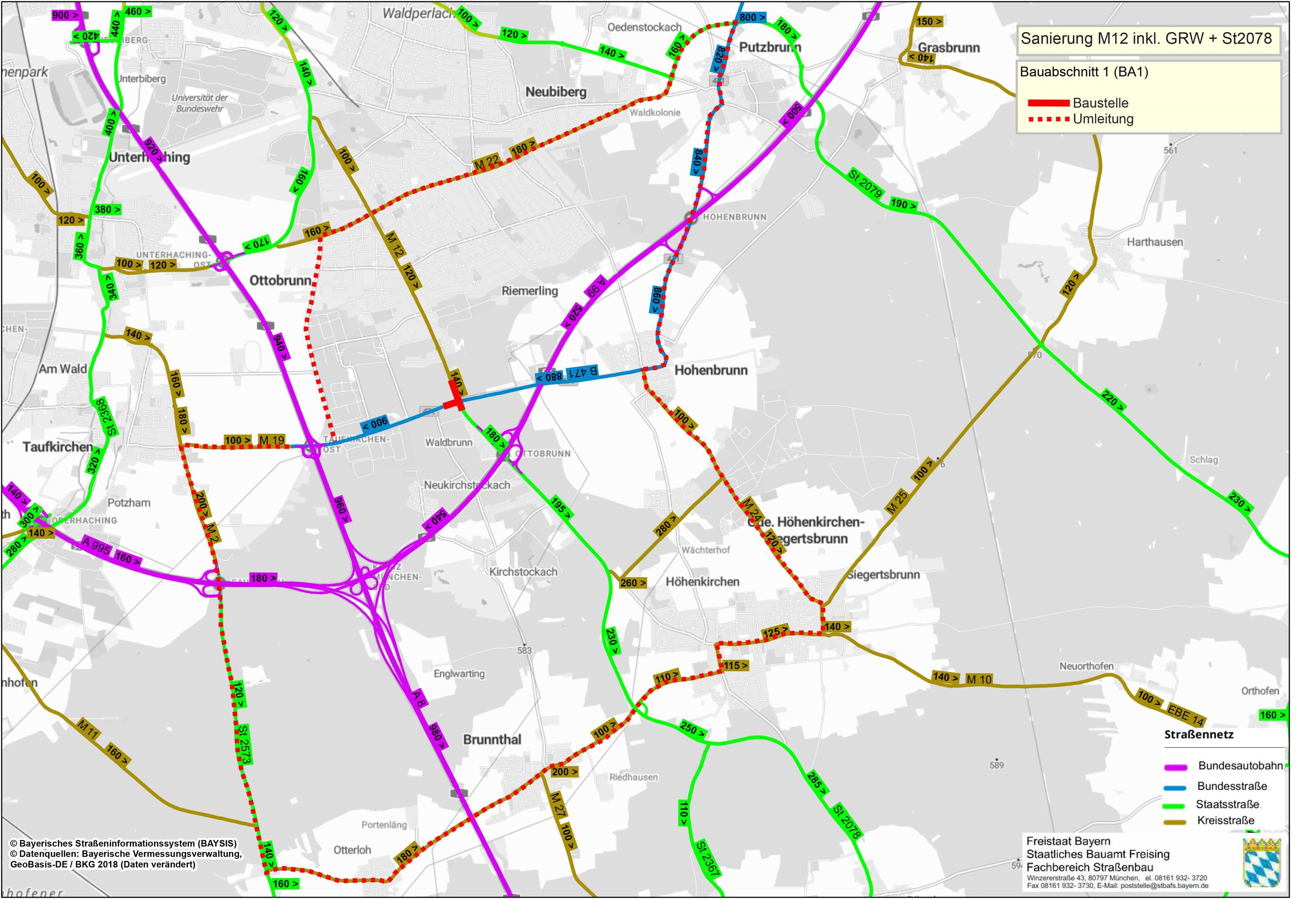 Umleitungsskizze B471 Bauphase 1