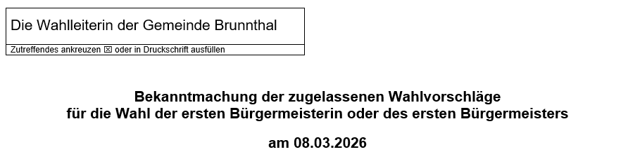 Bekanntmachung der zugelassenen Wahlvorschläge